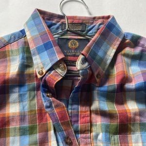 Viyella London Wool / Cotton Blue Orange Plaid Button-up Shirt (Large)